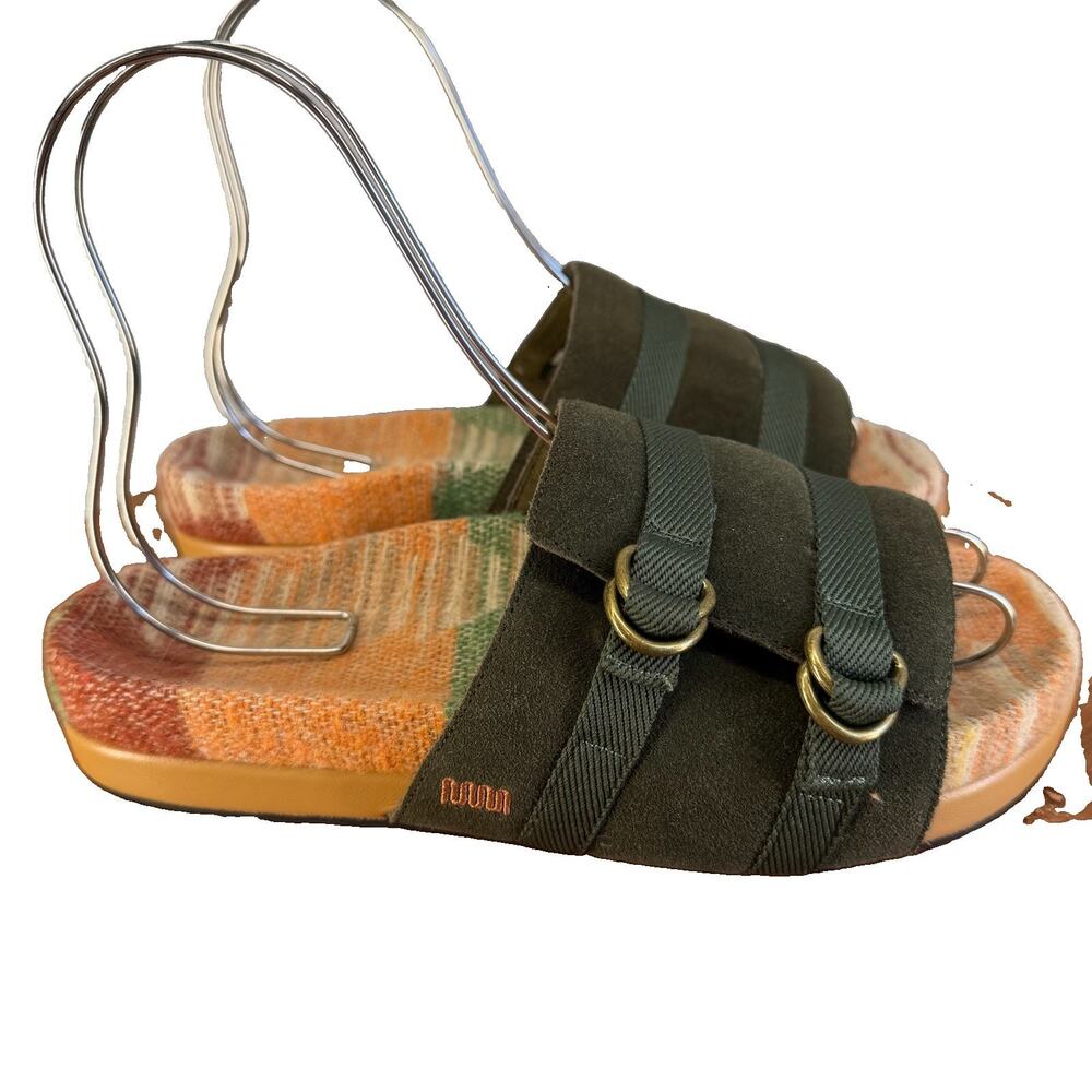Commbi Rhoads Santa Fe Footbed Slides Womens 9 Mens 7 Green Suede